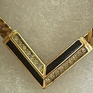 Dior Gold and Black V-Shaped Necklace